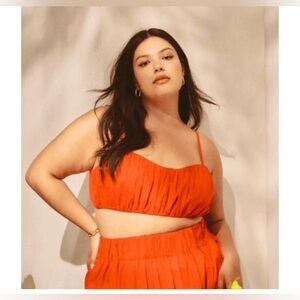 Red Ruched Tiny Crop Top Smocked Back Bralette — Abercrombie & Fitch